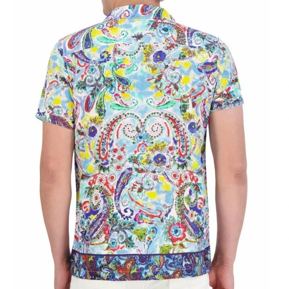 Robert Graham The Drake Paisley Shirt Short Sleeve Button Up Multi M‎ MSRP $238
